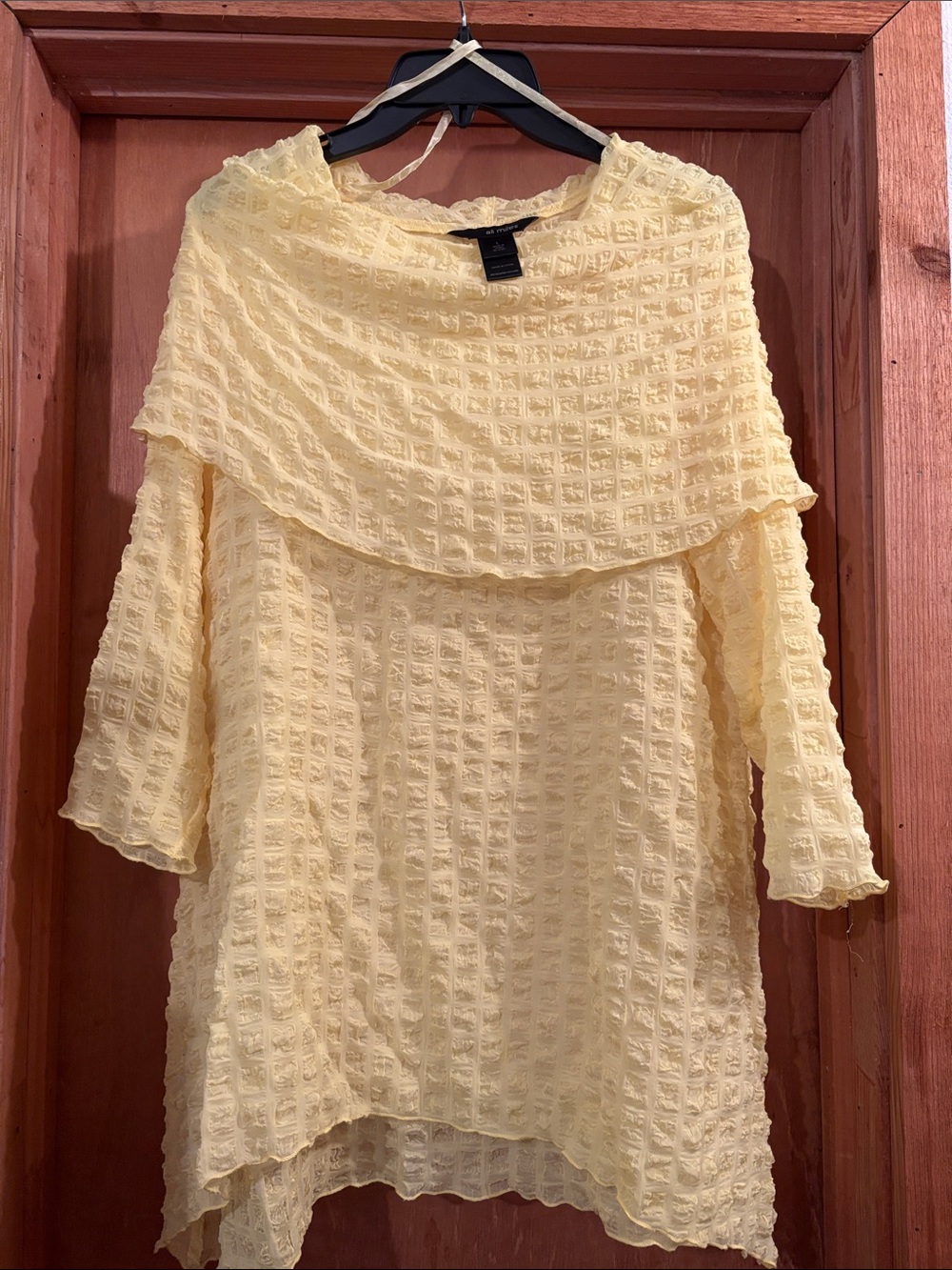 Ali Miles Pale Yellow Textured Off-Shoulder Blouse